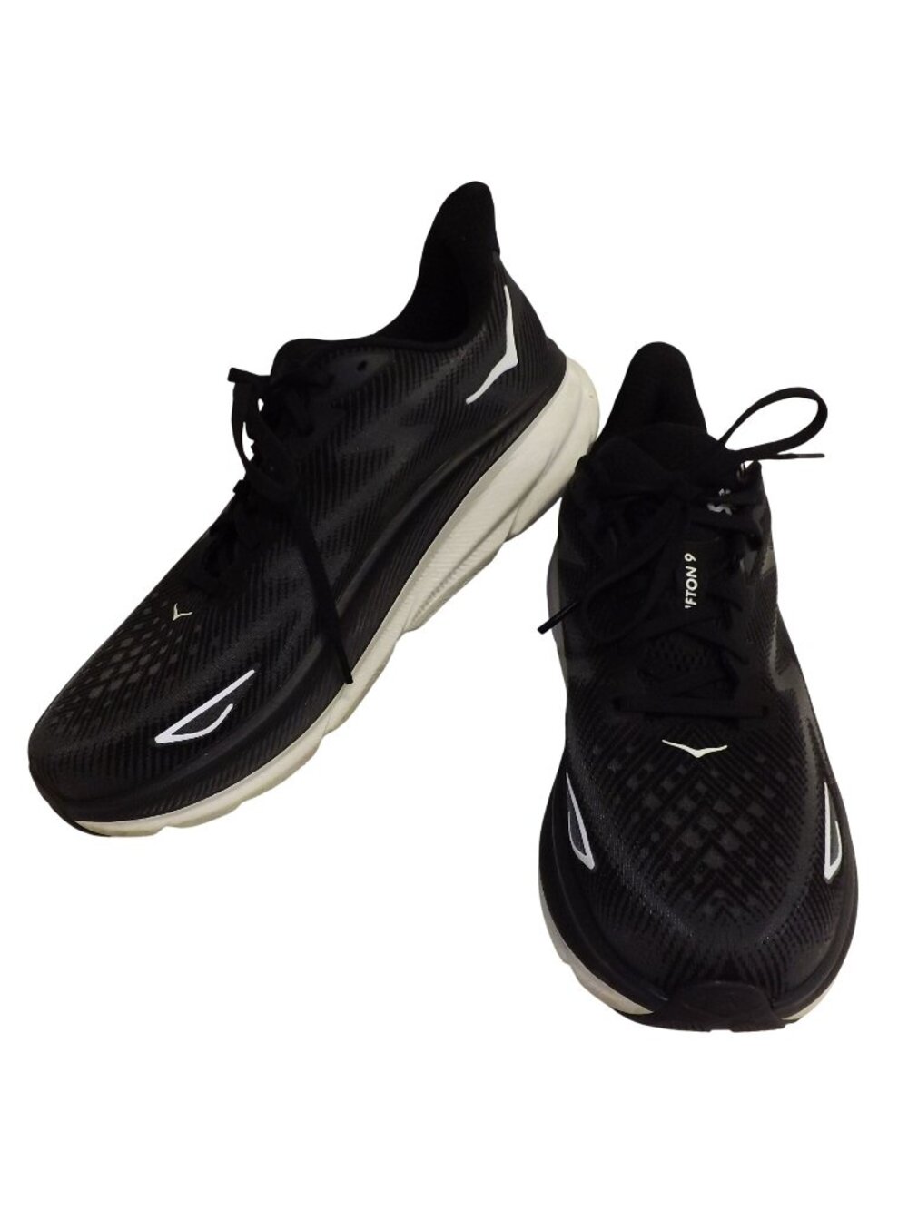Mens 11.5 D Hoka M Clifton 9 One One Black White Running Shoes Sneakers F27524H